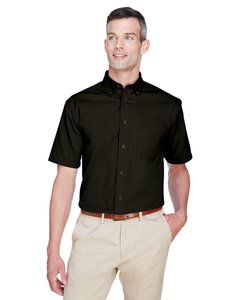 Harriton M500S - Men's Easy Blend Short-Sleeve Twill Shirt with Stain-Release Black