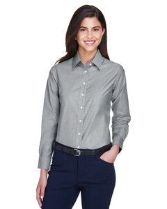 Harriton M600W - Ladies Long-Sleeve Oxford with Stain-Release Oxford Grey