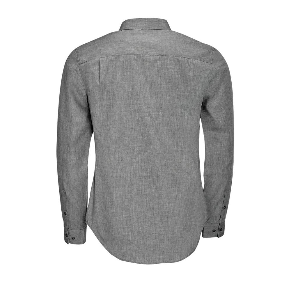 Sol's 01428 - Men's Long Sleeve Heather Poplin Shirt Barnet