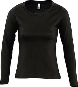 SOL'S 11425 - MAJESTIC Women's Round Neck Long Sleeve T Shirt Deep Black