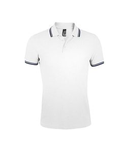 SOL'S 00577 - PASADENA MEN Polo Shirt Blanc / Marine