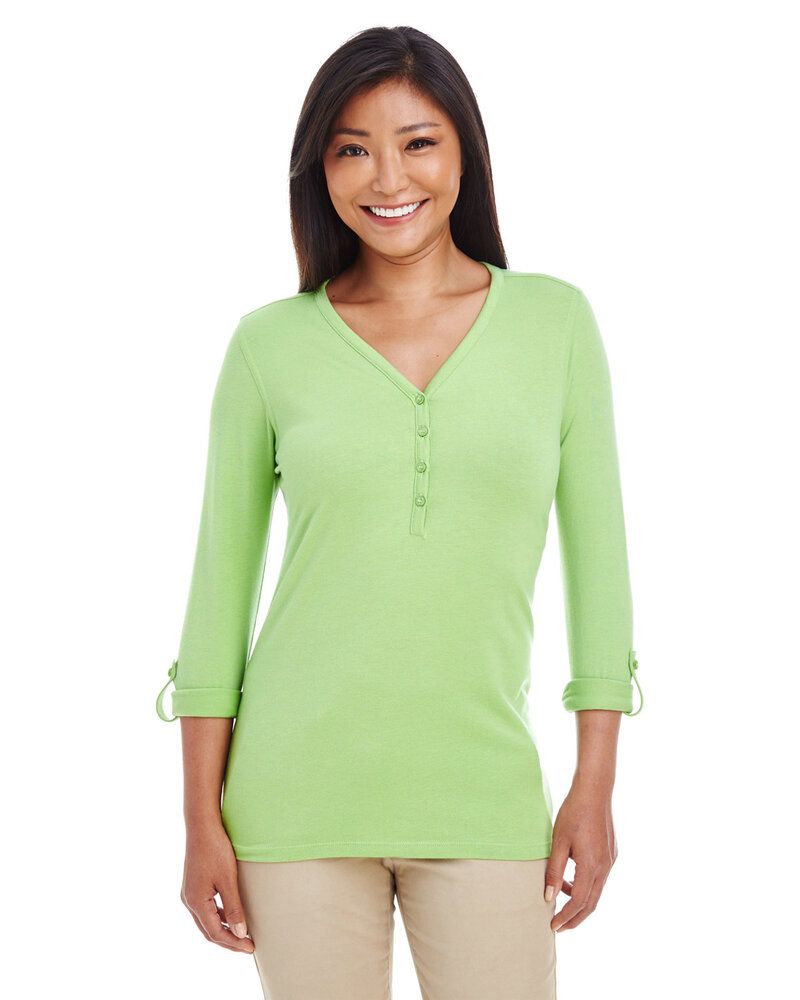 Devon & Jones DP186W - Ladies Perfect Fit  Y-Placket Convertible Sleeve Knit Top