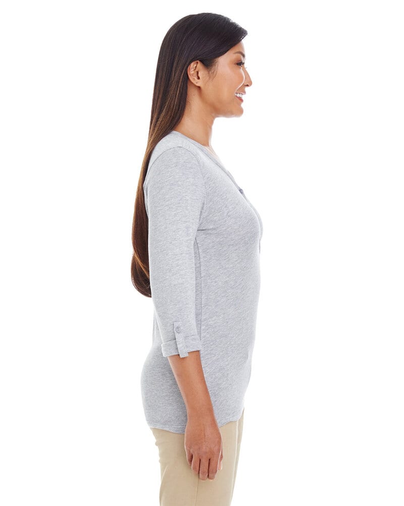 Devon & Jones DP186W - Ladies Perfect Fit  Y-Placket Convertible Sleeve Knit Top