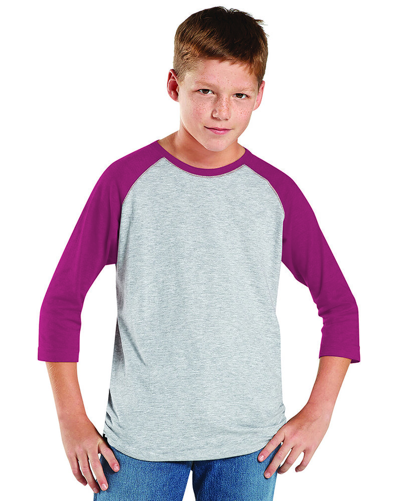 LAT 6130 - Youth Vintage Fine Jersey Three-Quarter Sleeve Baseball T-Shirt