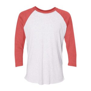 Next Level 6051 - T-shirt raglan unisexe à manches trois-quarts en tri-blende Heather White/ Vintage Red