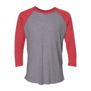 Next Level 6051 - T-shirt raglan unisexe à manches trois-quarts en tri-blende Premium Heather/ Vintage Red