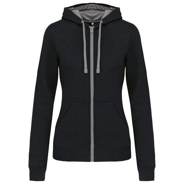 Kariban K467 - Ladies’ contrast hooded full zip sweatshirt