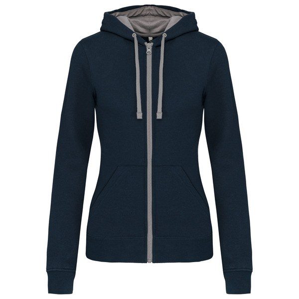 Kariban K467 - Ladies’ contrast hooded full zip sweatshirt