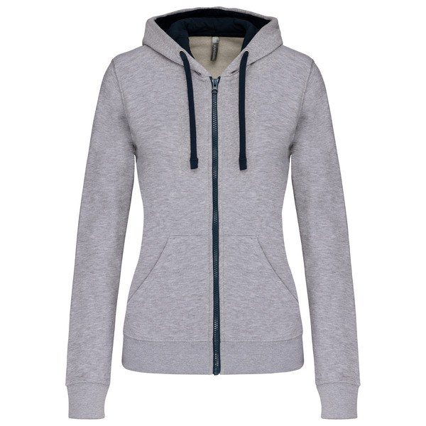 Kariban K467 - Ladies’ contrast hooded full zip sweatshirt