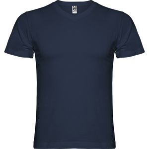 Roly CA6503 - SAMOYEDO Tubular short-sleeve t-shirt with 2-layer v-neck Navy Blue