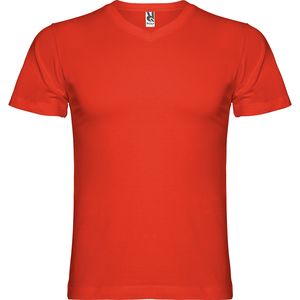 Roly CA6503 - SAMOYEDO Tubular short-sleeve t-shirt with 2-layer v-neck Red