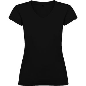 Roly CA6646 - VICTORIA V-neck short-sleeve t-shirt for women with 1x1 ribbed finishes Black