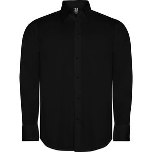 Roly CM5506 - MOSCU Stretchy long-sleeve shirt with interlined collar Black