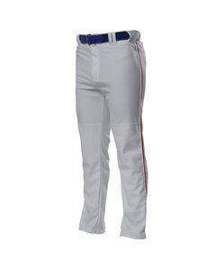 A4 NB6162 - Youth Pro Style Open Bottom Baggy Cut Baseball Pants Grey/Cardinal