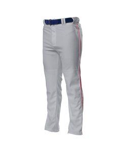 A4 NB6162 - Youth Pro Style Open Bottom Baggy Cut Baseball Pants Grey/Scarlet
