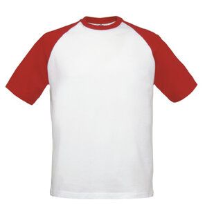 B&C BC231 - Children's Raglan Sleeve T-Shirt White/Red