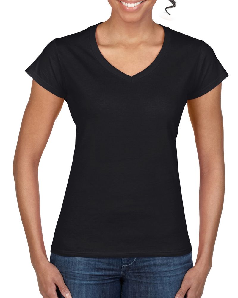Gildan GN647 - Camiseta con cuello en V para mujer 100% algodón