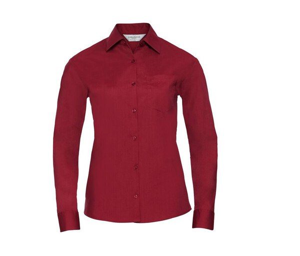 Russell Collection JZ34F - Camisa de popelina para mujer