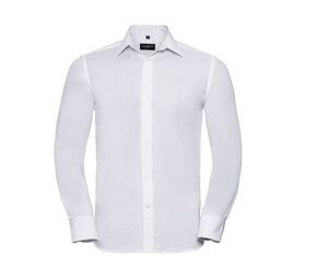 Russell Collection JZ922 - Men's Fitted Oxford Shirt with Italian Collar White