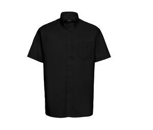 Russell Collection JZ933 - Men's Oxford Cotton Short Sleeve Shirt Black