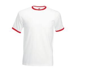 Fruit of the Loom SC245 - Ringer Men's T-Shirt 100% Cotton White/Red