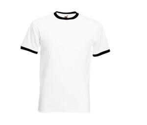 Fruit of the Loom SC245 - Ringer Men's T-Shirt 100% Cotton White/Black