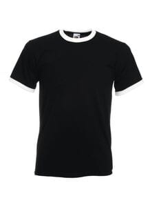 Fruit of the Loom SC245 - Ringer Men's T-Shirt 100% Cotton Black/White
