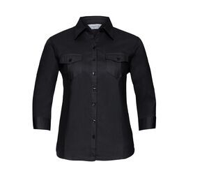 Russell Collection JZ18F - Roll 3/4 Sleeve Shirt Black