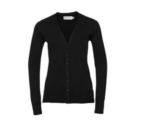 Russell Collection JZ715 - V-Neck Knitted Cardigan Black