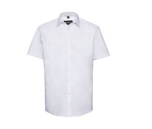 Russell Collection JZ963 - Short Sleeve Herringbone Shirt White