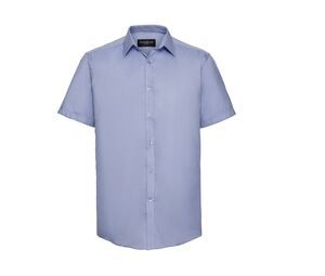 Russell Collection JZ963 - Short Sleeve Herringbone Shirt Light Blue