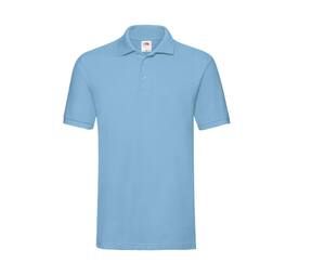 Fruit of the Loom SC385 - Men's Premium 100% Cotton Polo Shirt Sky Blue