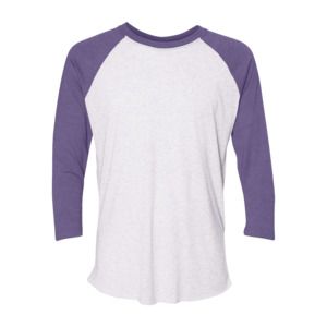 Next Level 6051 - T-shirt raglan unisexe à manches trois-quarts en tri-blende Heather White/ Purple Rush