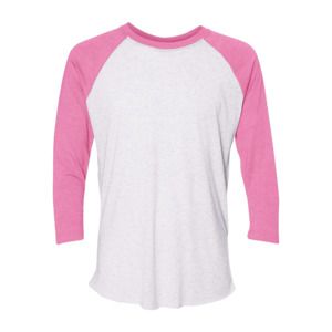 Next Level 6051 - T-shirt raglan unisexe à manches trois-quarts en tri-blende Heather White/ Vintage Pink