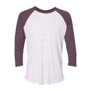 Next Level 6051 - T-shirt raglan unisexe à manches trois-quarts en tri-blende Heather White/ Vintage Purple