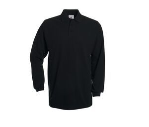 B&C BC445 - Men's Long Sleeve Polo Shirt 100% Cotton Black