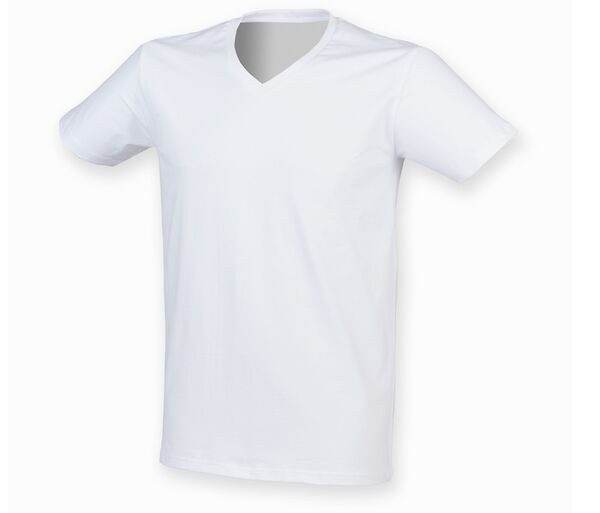 Skinnifit SF122 - Mens stretch cotton v-neck T-shirt