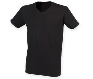 Skinnifit SF122 - Men's stretch cotton v-neck T-shirt Black