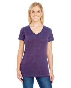 Threadfast 215B - T-shirt col V à manches courtes en teinture croisée pour femmes