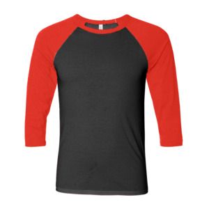 Bella+Canvas 3200 - Unisex 3/4-Sleeve Baseball T-Shirt Black/Red