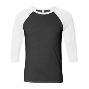 Bella+Canvas 3200 - Unisex 3/4-Sleeve Baseball T-Shirt Negro / Blanco