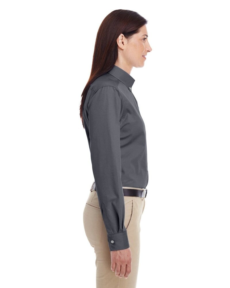 Harriton M581W - Ladies Foundation 100% Cotton Long Sleeve Twill Shirt with Teflon