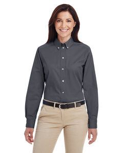 Harriton M581W - Ladies Foundation 100% Cotton Long Sleeve Twill Shirt with Teflon