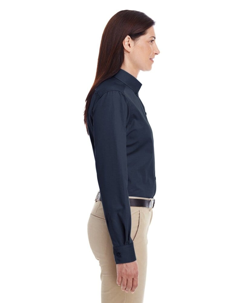 Harriton M581W - Ladies Foundation 100% Cotton Long Sleeve Twill Shirt with Teflon