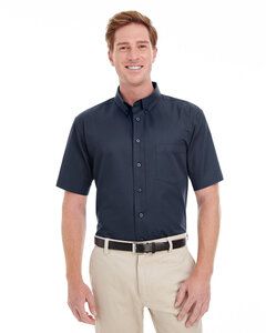 Harriton M582 - Men's Foundation 100% Cotton Short Sleeve Twill Shirt Teflon Dark Navy