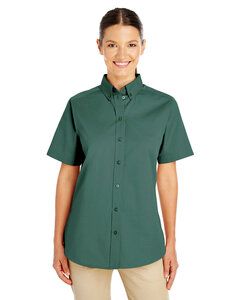 Harriton M582W - Ladies Foundation 100% Cotton Short Sleeve Twill Shirt Teflon Hunter