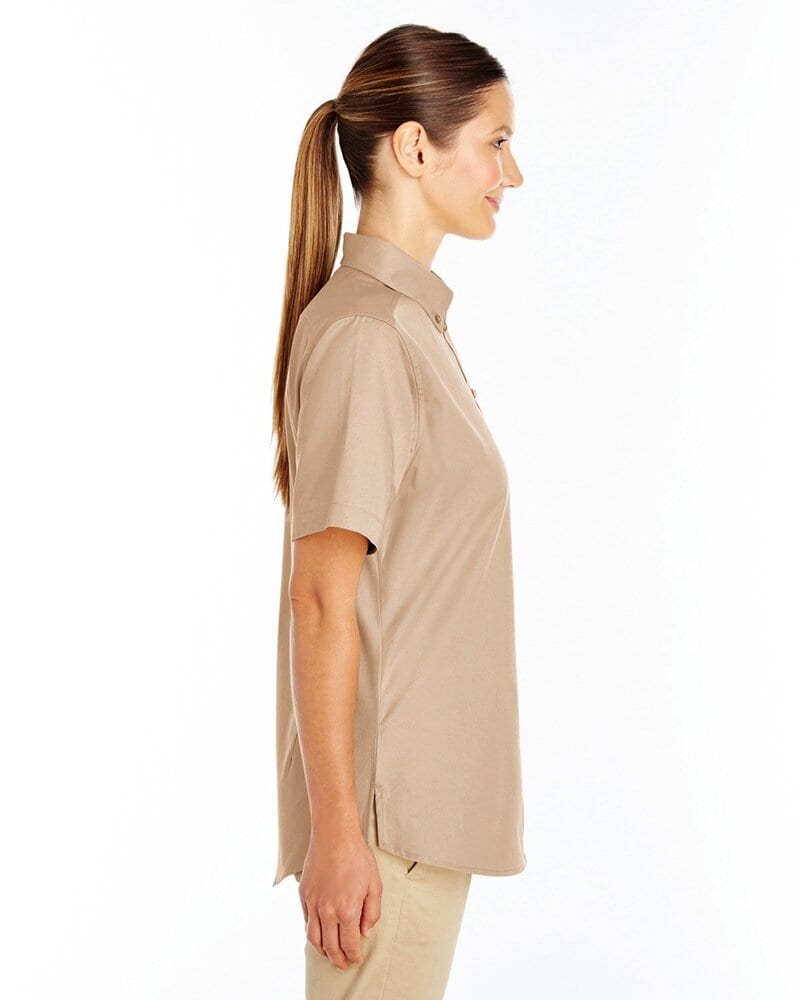 Harriton M582W - Ladies Foundation 100% Cotton Short Sleeve Twill Shirt Teflon