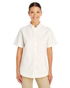 Harriton M582W - Ladies Foundation 100% Cotton Short Sleeve Twill Shirt Teflon