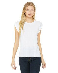 Bella+Canvas 8804 - Ladies Flowy Muscle T-Shirt with Rolled Cuff Blanco