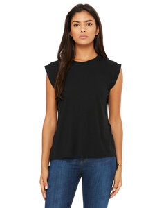Bella+Canvas 8804 - Ladies Flowy Muscle T-Shirt with Rolled Cuff Negro